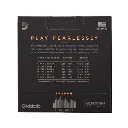 D'Addario NYXL1046-3P Electric Regular Light 10-46 3-Pack