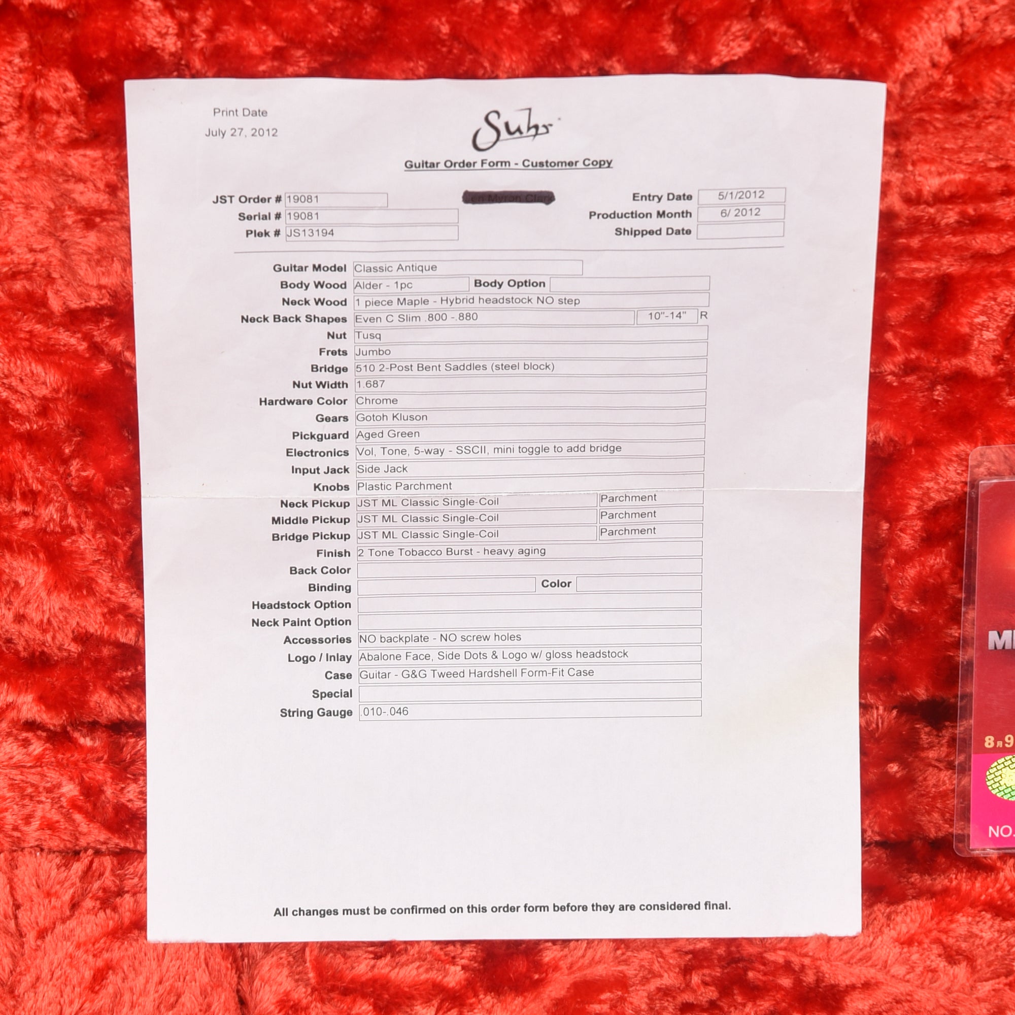 Suhr Classic Antique Sunburst 2012