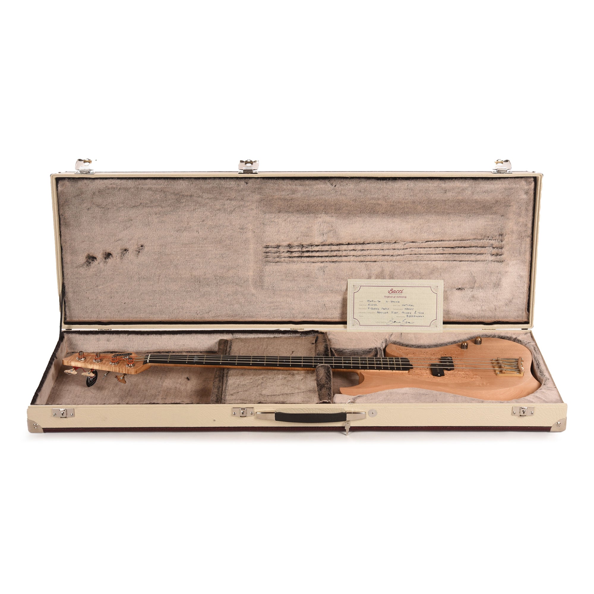 Bacci Marlita 4-String Red Alder Natural w/Alder Woodworm Insert