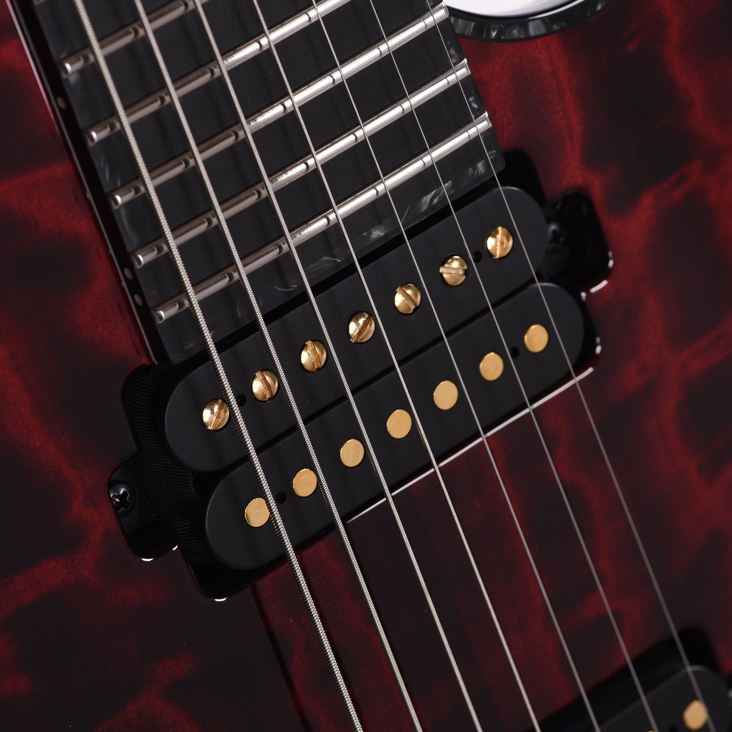 Mayones Regius 7 Curly Poplar 4A/Flamed Alder Trans Dirty Red