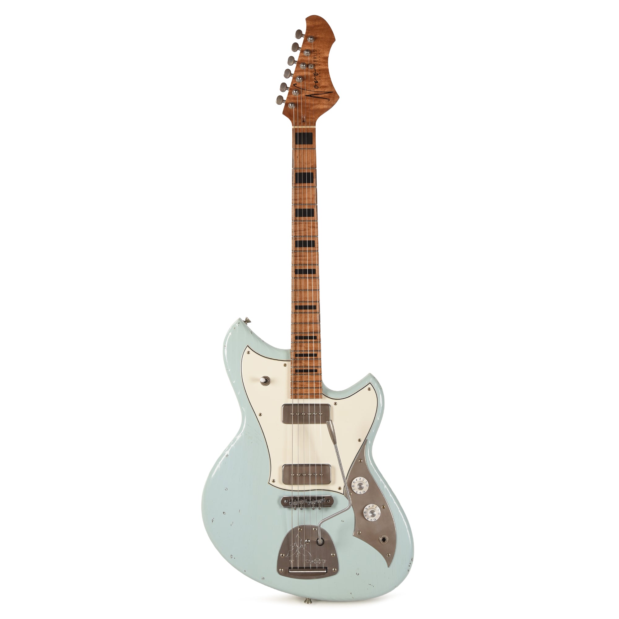Novo Serus J Light Distress Sonic Blue w/Figured Maple Neck & Fralin P-90s