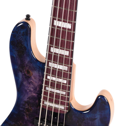 Mayones Jabba Custom 5 Eye Poplar 3A/Swamp Ash Trans Dirty Purple Blue Burst