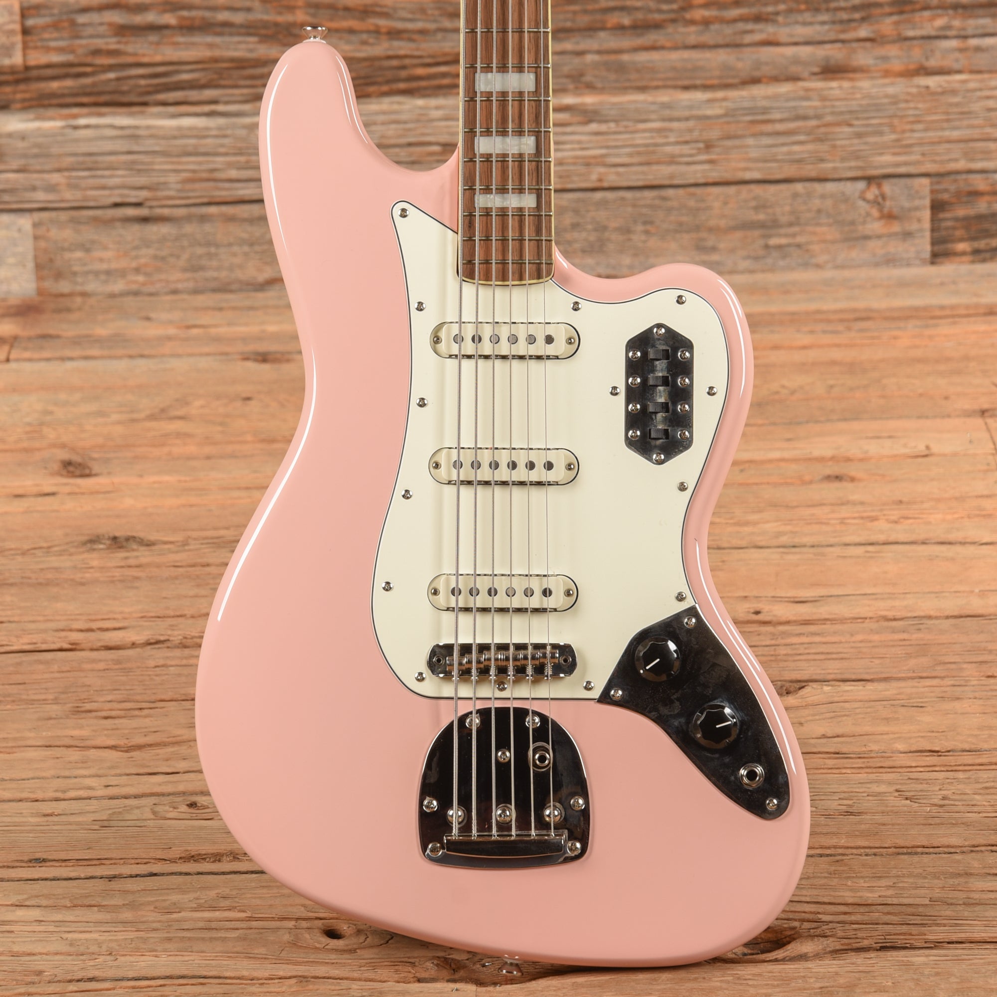 Squier Classic Vibe Bass VI Shell Pink w/Matching Headcap & 3-Ply Parchment Pickguard