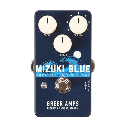 Greer Mizuki Blue Dual JFET Gain Stage Overdrive Pedal