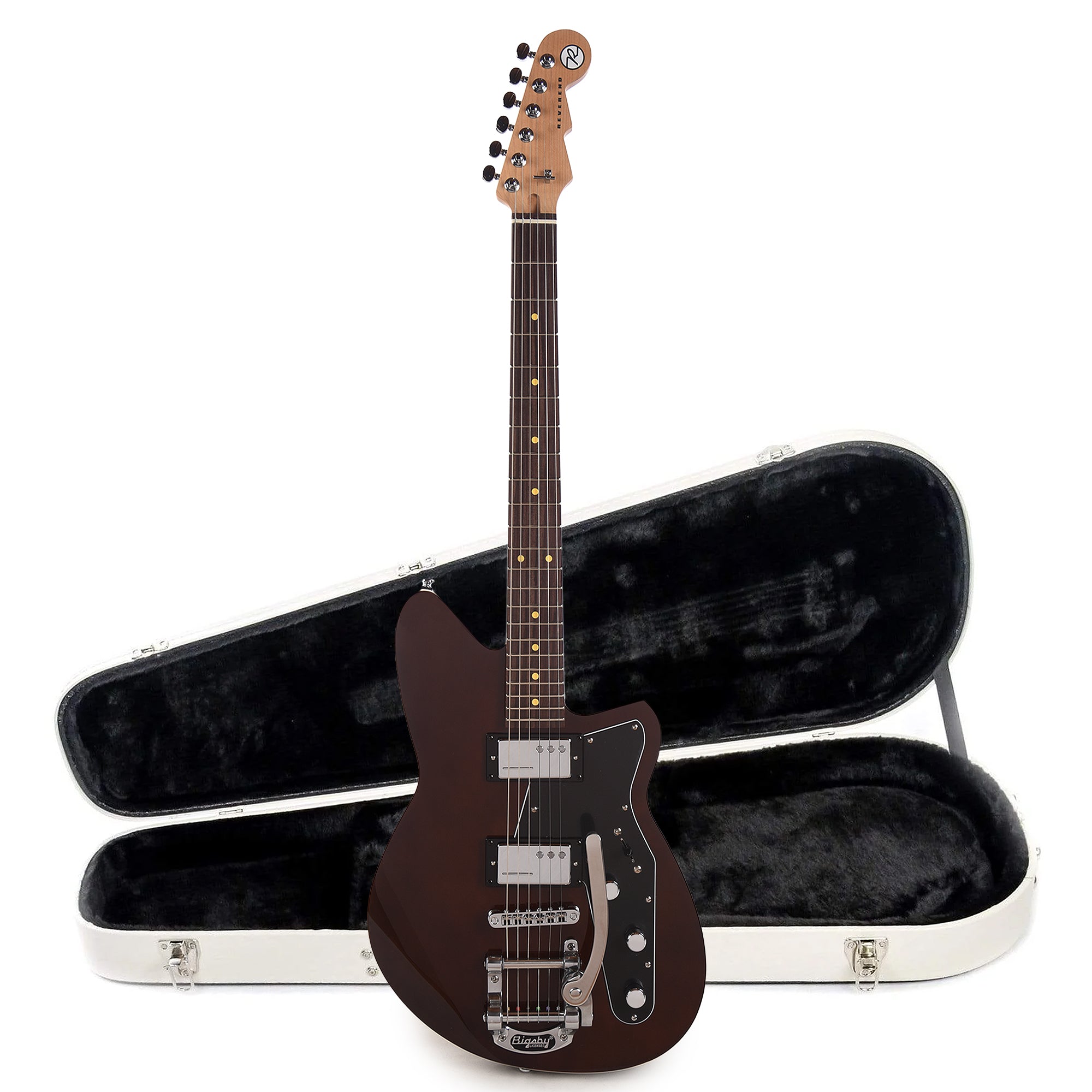 Reverend Jetstream HC w/Bigsby Dark Violin Brown Hardshell Case Bundle