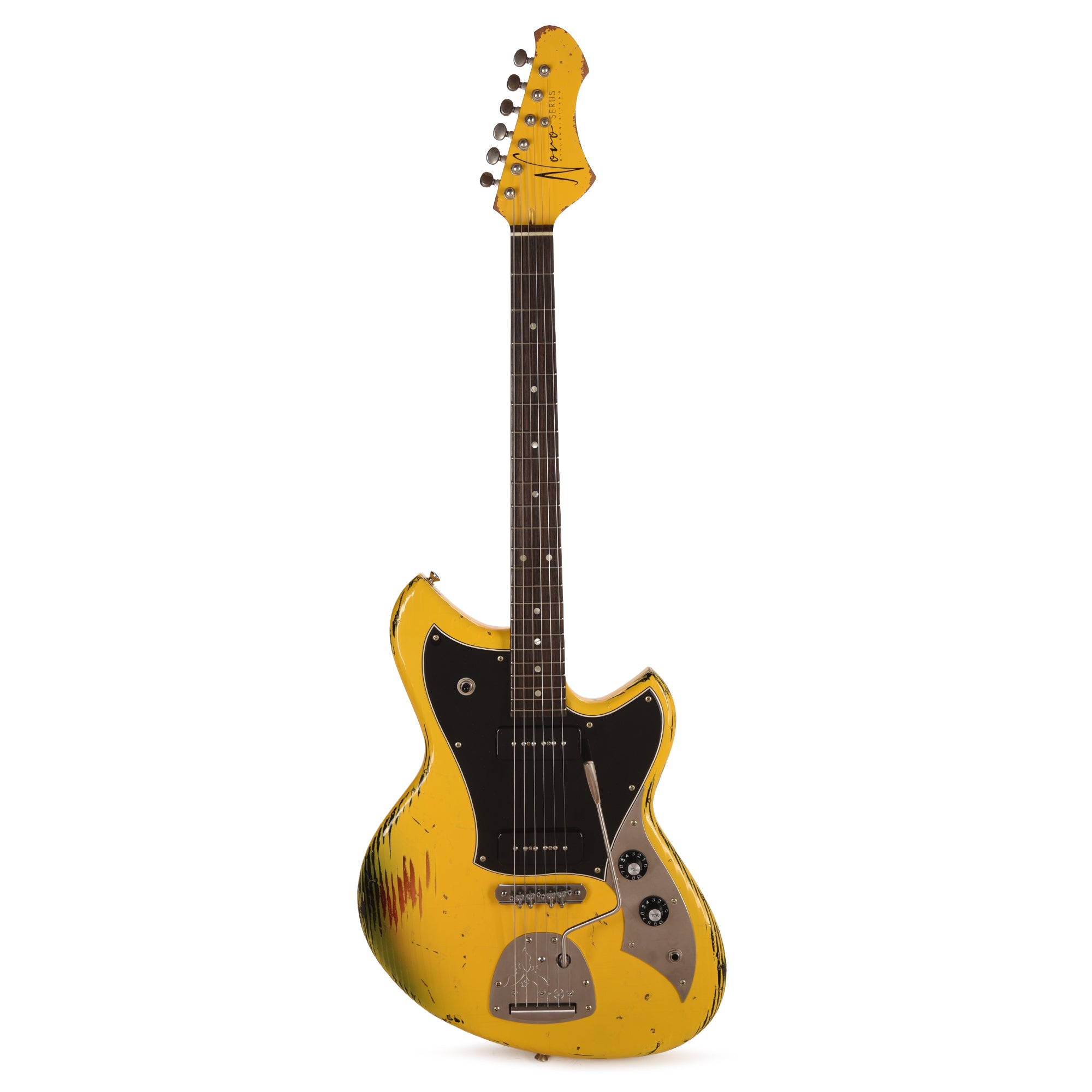 Novo Serus J Vandalism Yellow Over '64 3-Tone Burst Distress w/Fralin P-90 Pickups