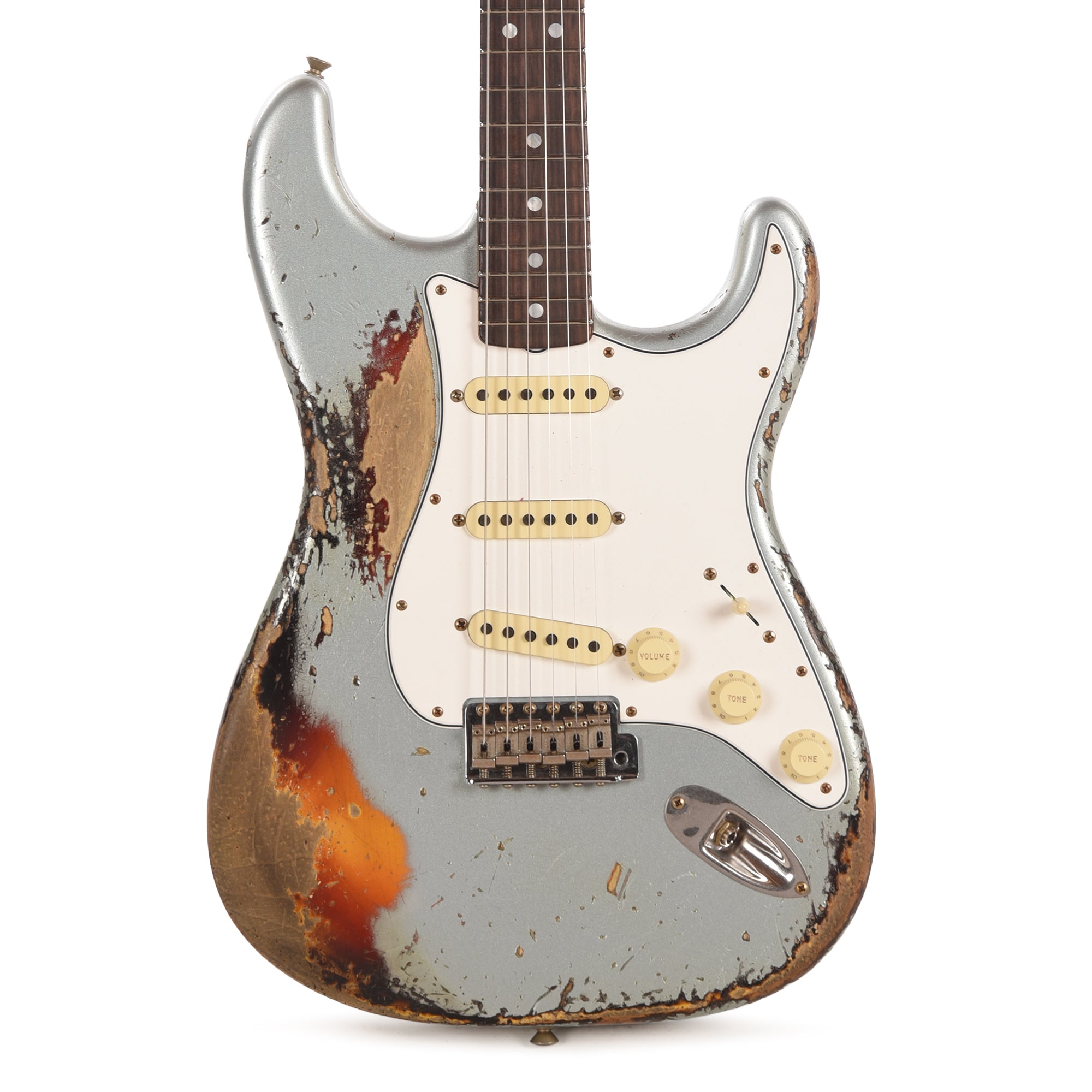 Fender Custom Shop 1965 Stratocaster Super Heavy Relic Super Faded Aged Firemist Silver over 3-Color Sunburst