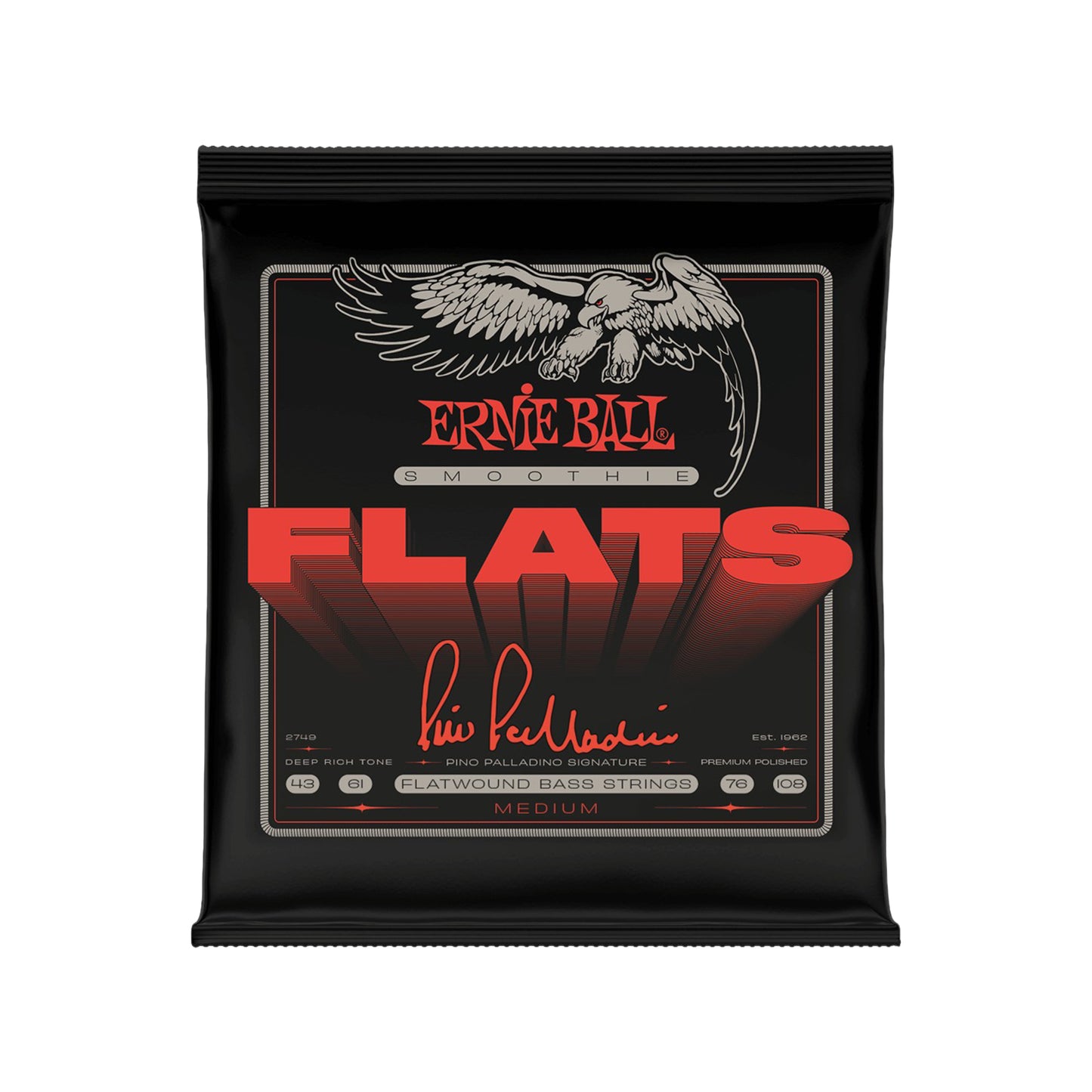 Ernie Ball Medium Pino Palladino Smoothie Flats Bass Strings 43-108
