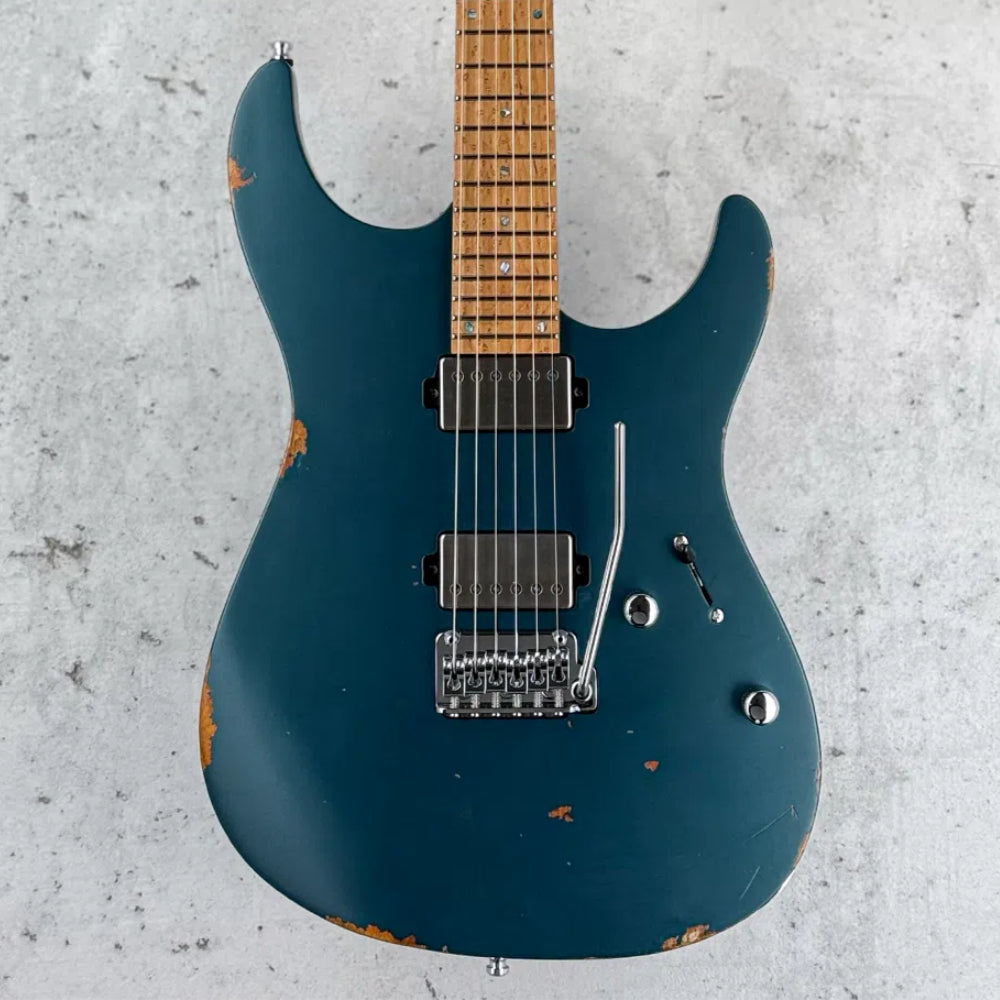 Mayones Aquila V24 Aged S 6 Swamp Ash Monolith Dark Turquoise Metallic Nitro w/Birdseye Maple TEW 3A Neck