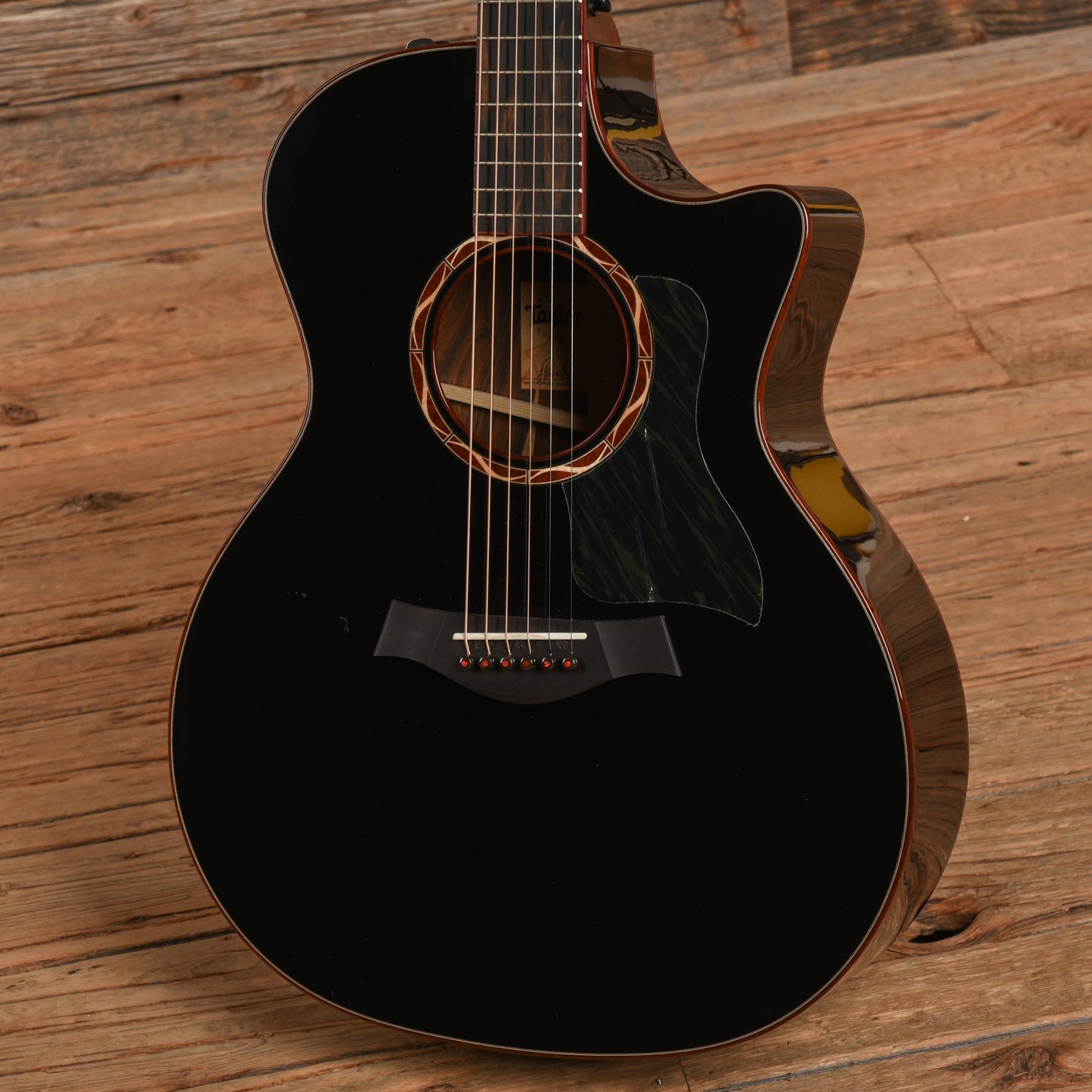 Taylor Custom Grand Auditorium Torrefied Sitka/Cocobolo Black Top ES2 w/Bloodwood Binding