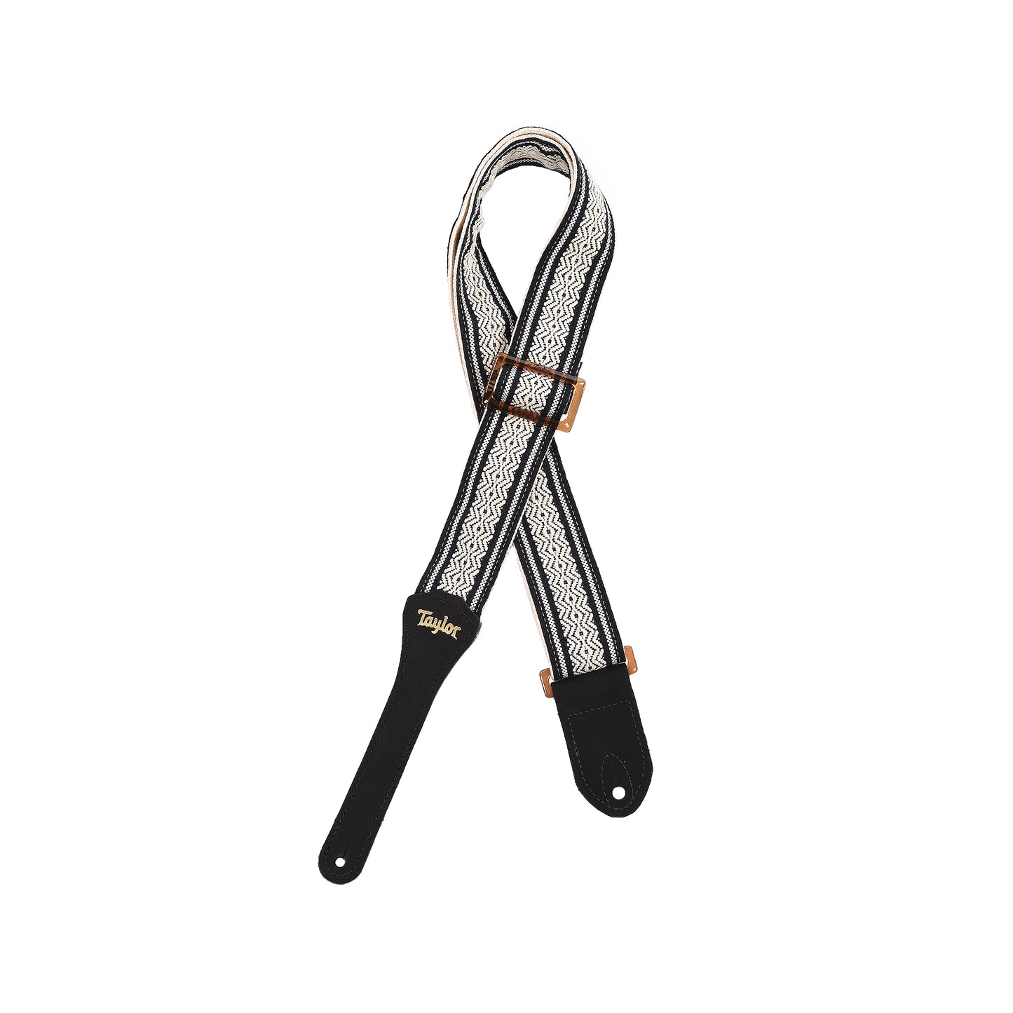 Taylor Strap White/Black Jacquard Cotton 2" with Amber Buckle