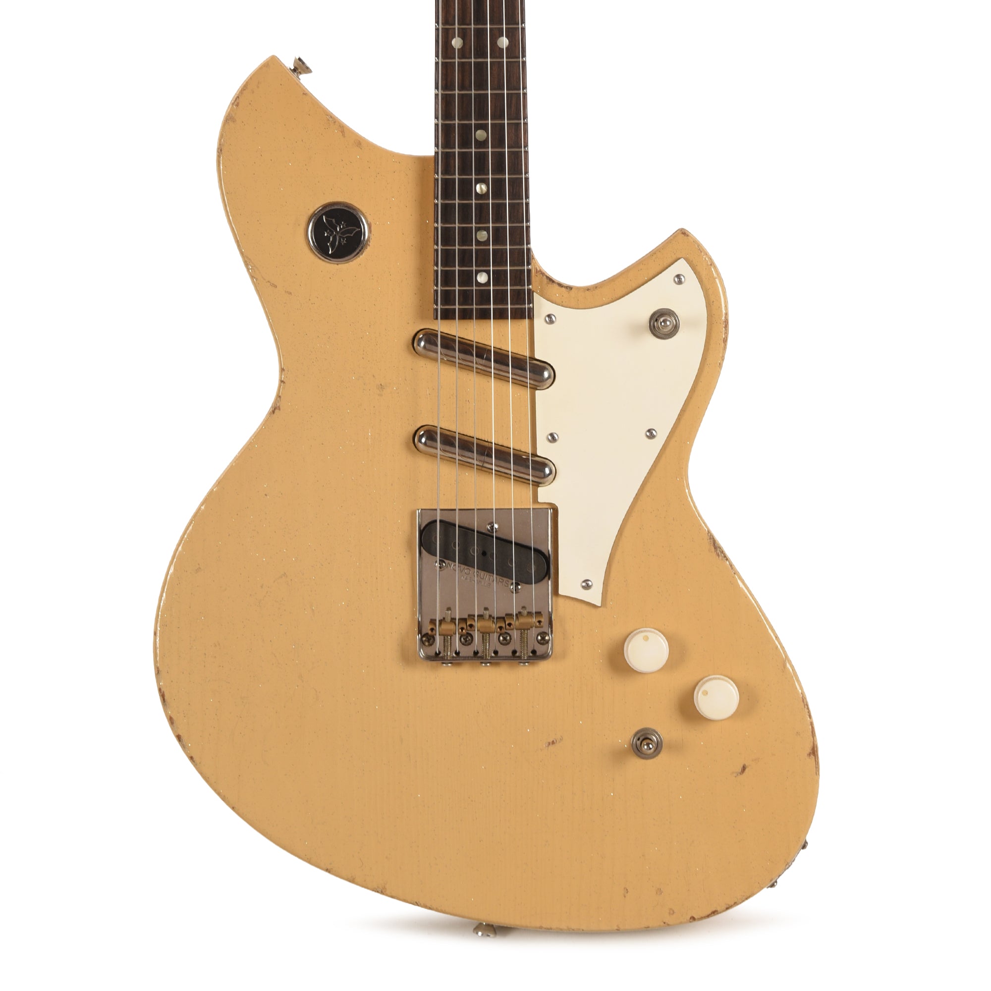 Novo Signature Chambered Serus T Desert Sand Silver Flake Light Distress w/White Vinyl Trim & Lipstick Pickups