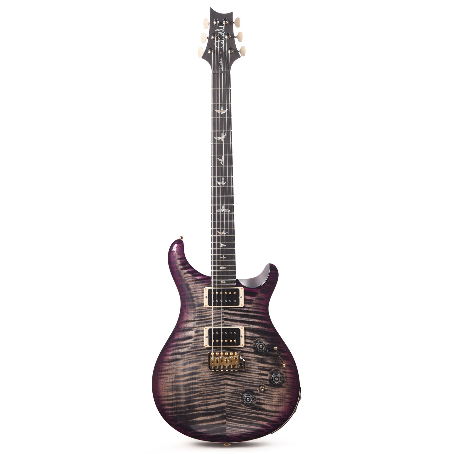 PRS Wood Library Custom 24 Piezo 10-Top Flame Charcoal Purple Burst w/Figured Stained Neck & Ebony Fingerboard