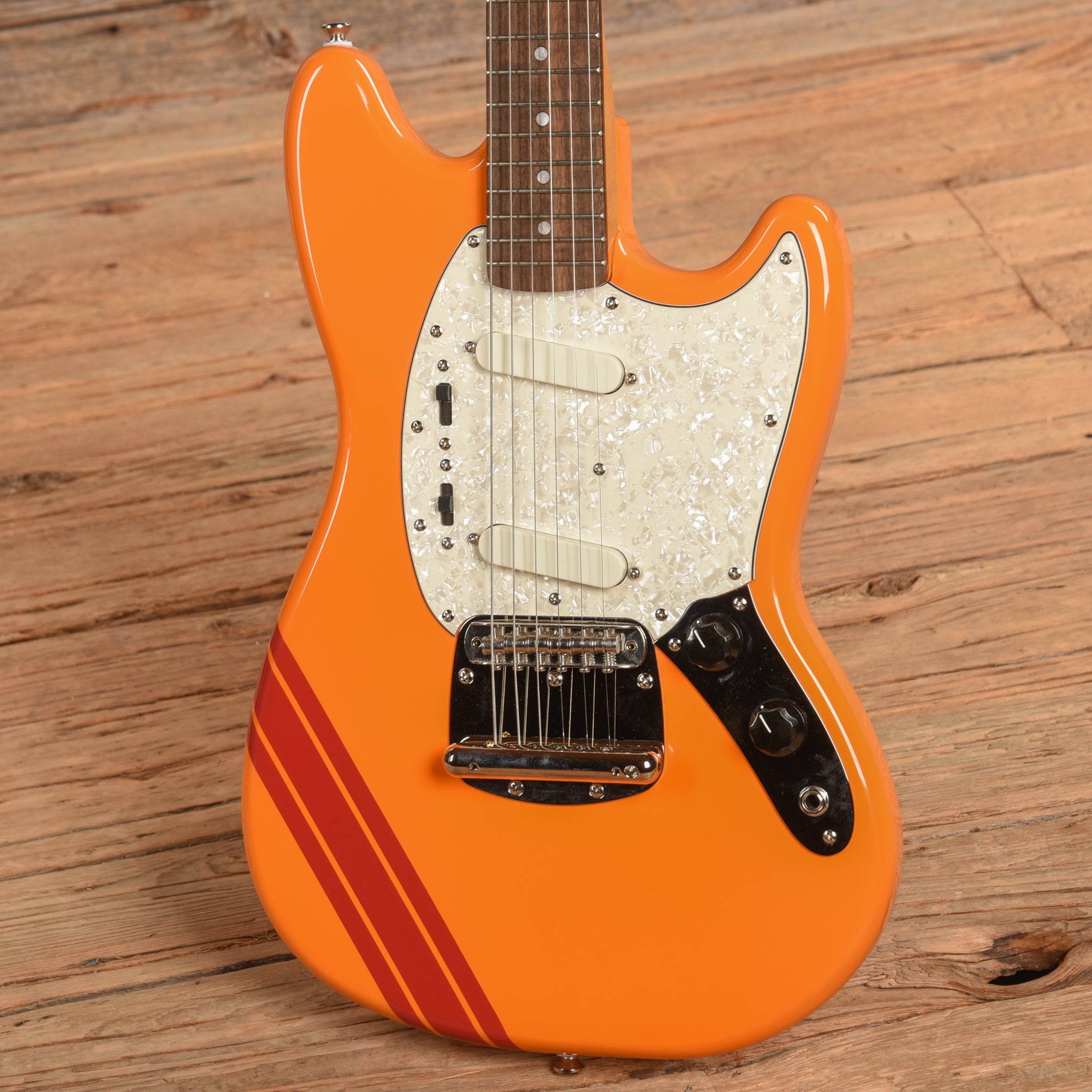 Squier Classic Vibe '60s Competition Mustang Capri Orange w/Dakota Red Stripe