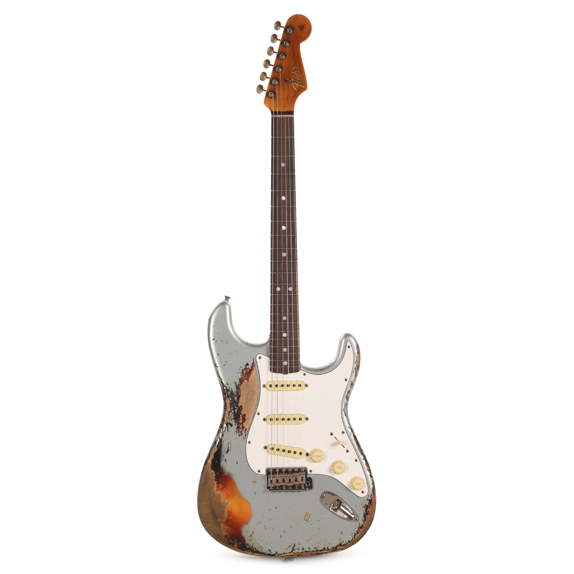 Fender Custom Shop 1965 Stratocaster Super Heavy Relic Super Faded Aged Firemist Silver over 3-Color Sunburst