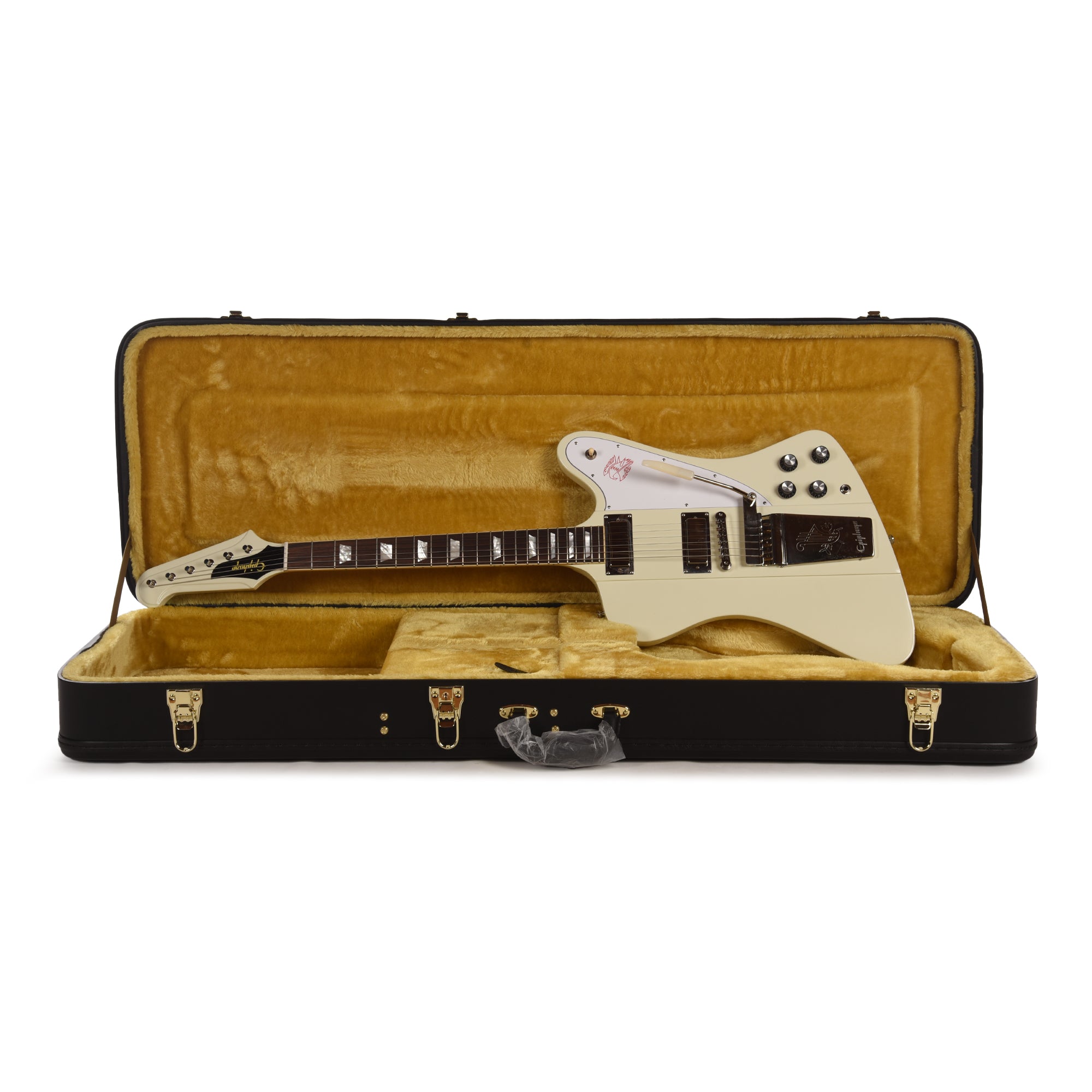 Epiphone Inspired by Gibson Custom 1963 Firebird V Reissue Vibrola Polaris White w/Maestro