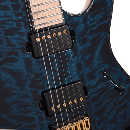 Mayones Regius 6 Curly Poplar 4A/Swamp Ash Trans Turquoise