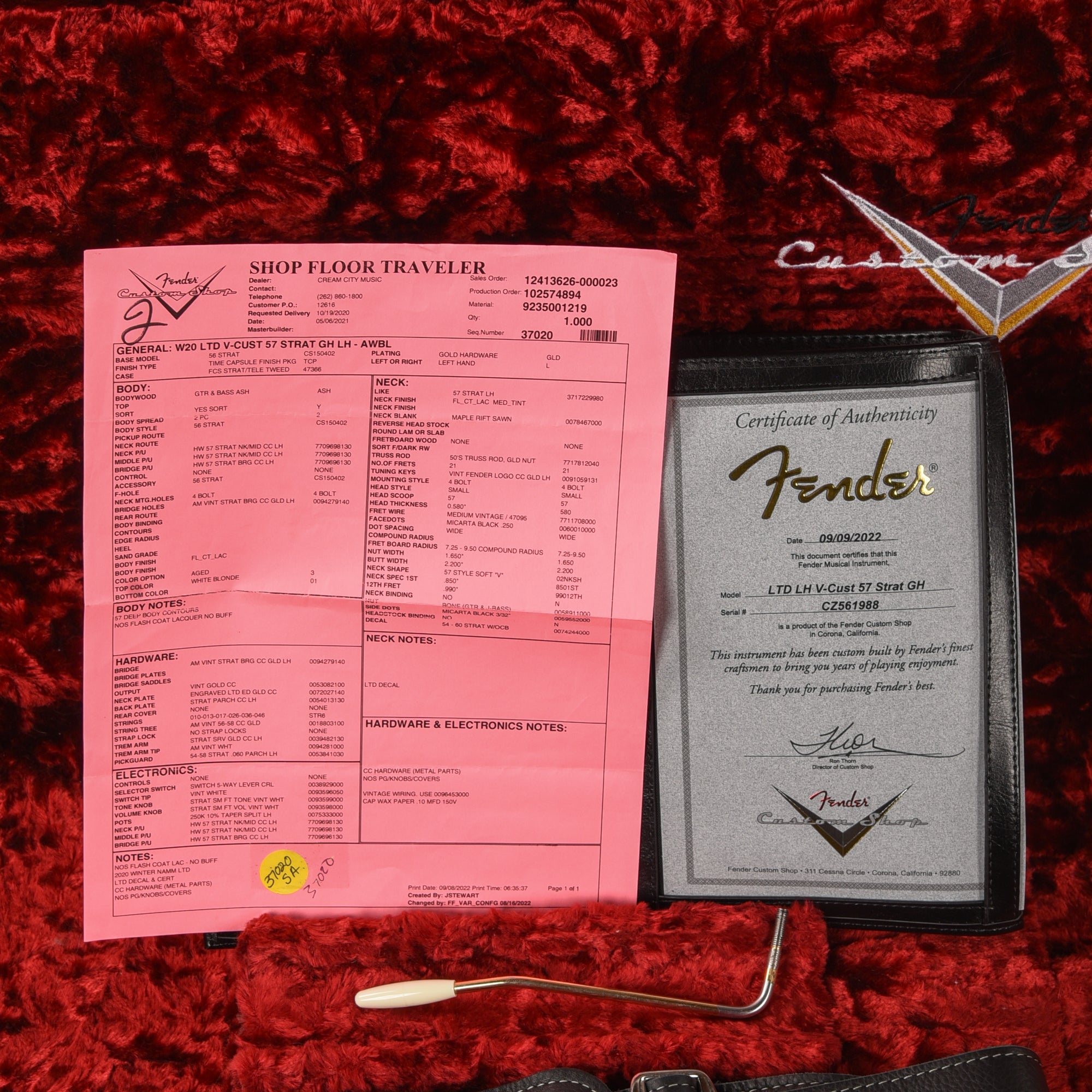 Fender Custom Shop V Custom '57 Stratocaster White Blonde 2021 LEFTY