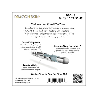 DR Strings DRAGON SKIN+ Quantum Nickel Electric Guitar Strings Medium 10-46