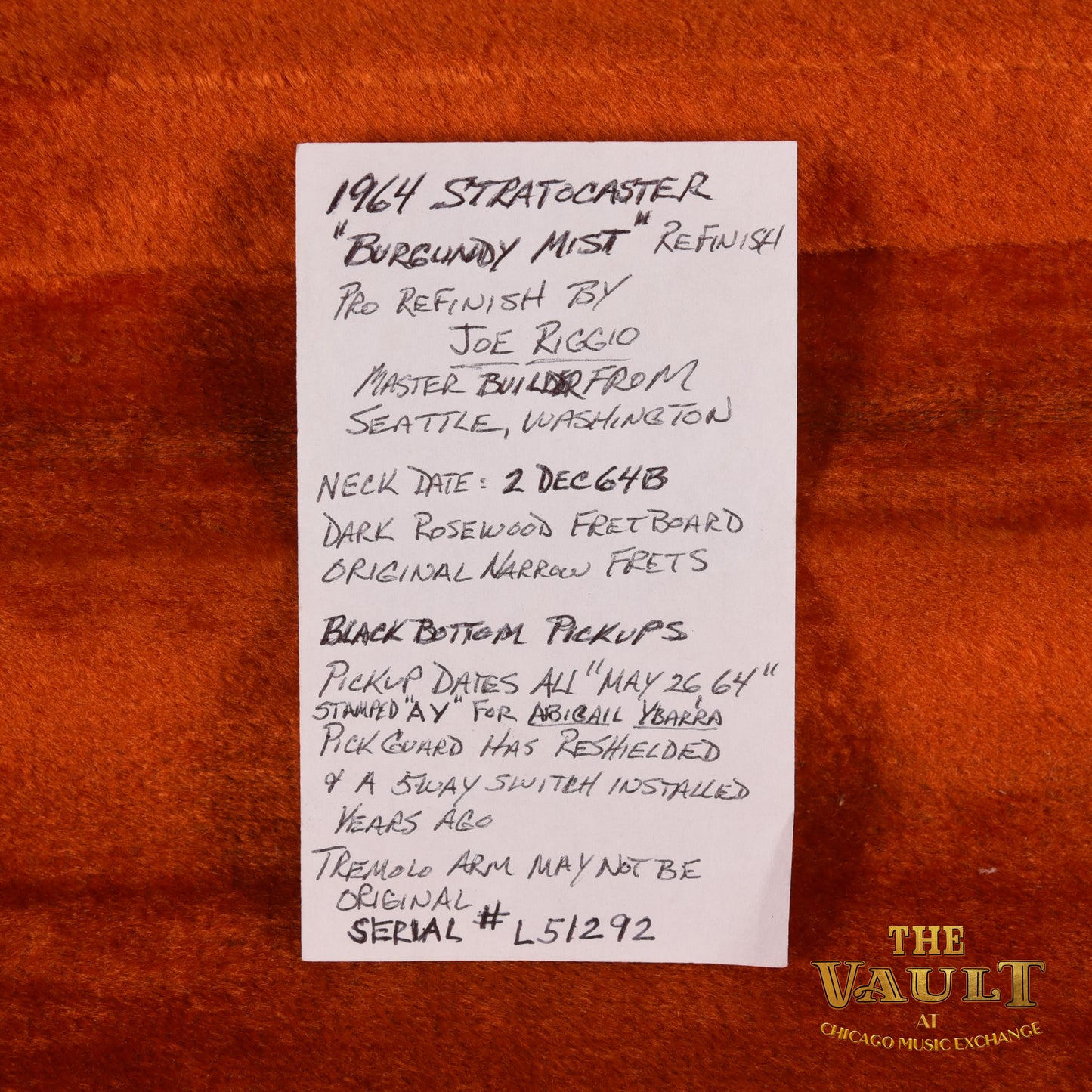 Fender Stratocaster Burgundy Mist Joe Riggio Refin 1965