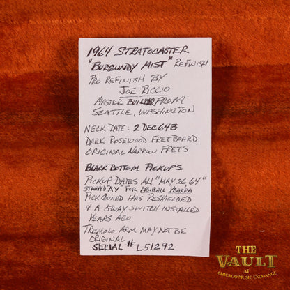 Fender Stratocaster Burgundy Mist Joe Riggio Refin 1965