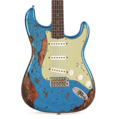 Fender Custom Shop 1961 Stratocaster Super Heavy Relic Blue Sparkle over 3-Color Sunburst