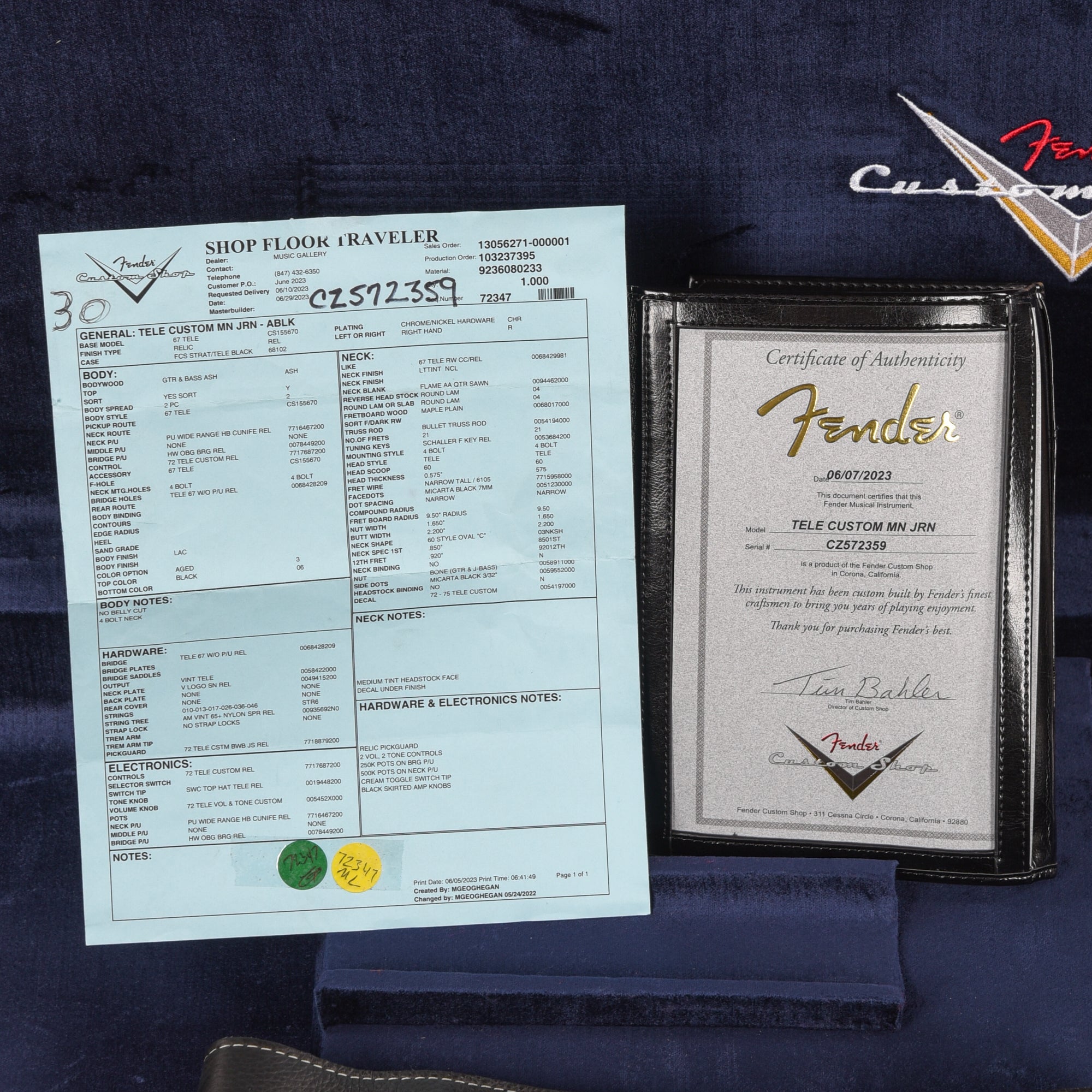 Fender Custom Shop '72 Telecaster Custom Journeyman Relic Black 2023