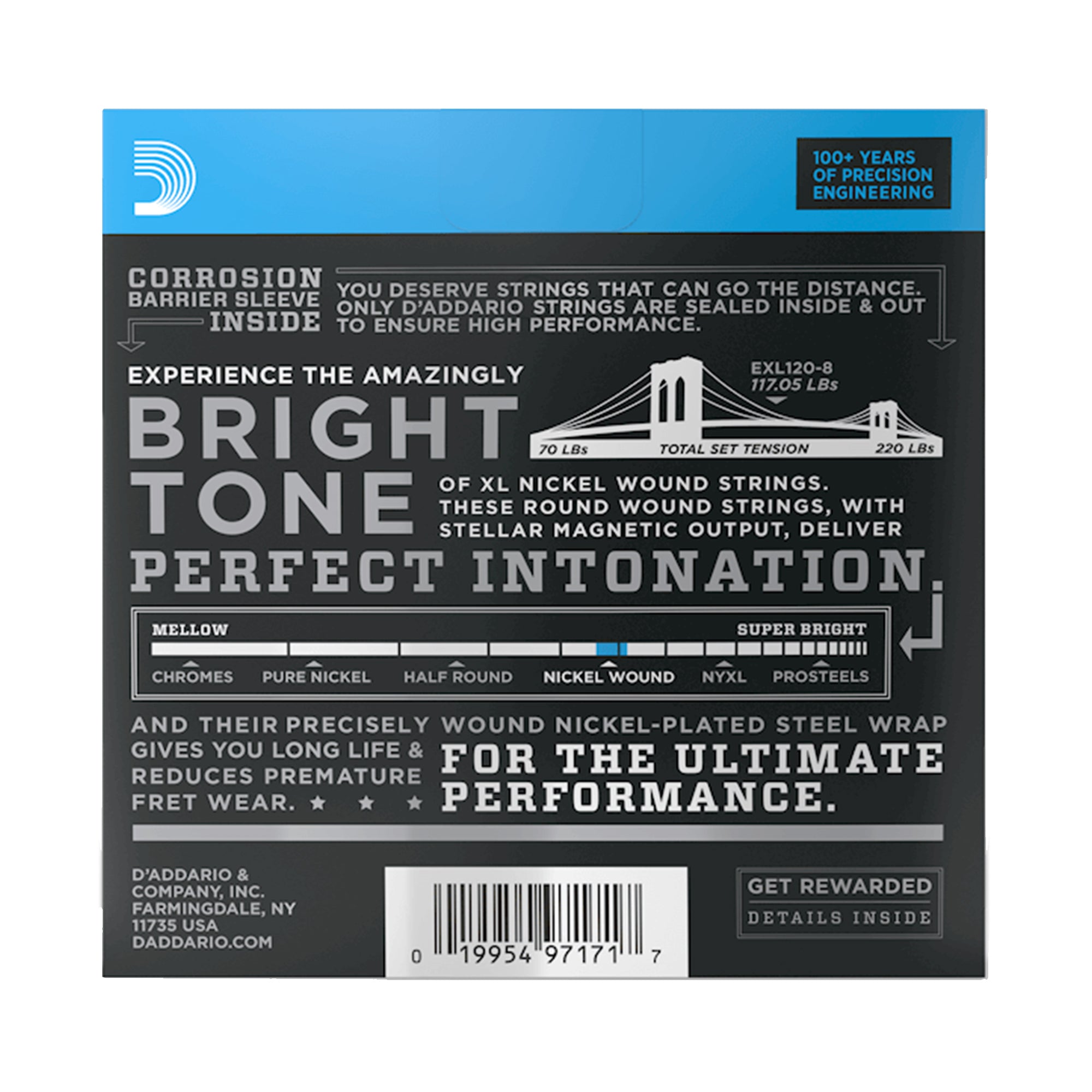 D'Addario EXL120-8 Nickel Super Light 8-String Set 9-56