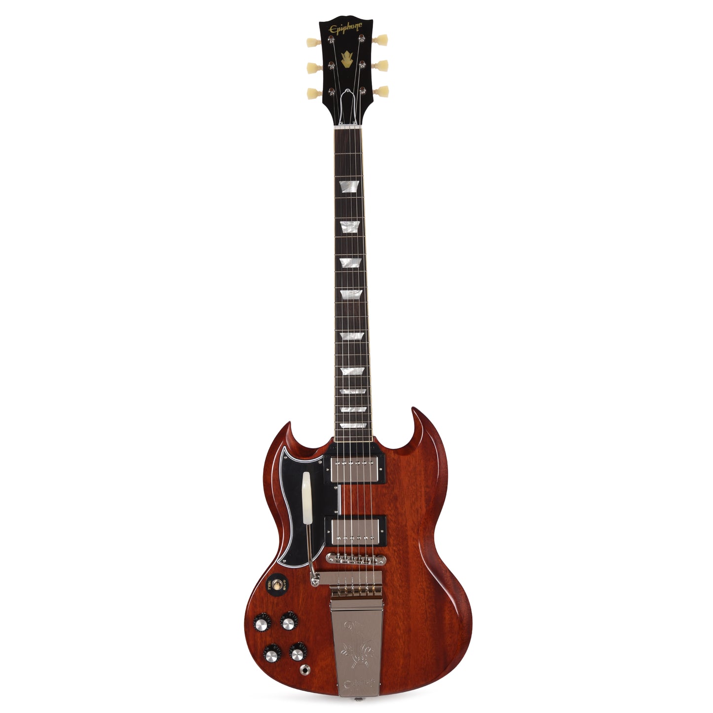 Epiphone Inspired by Gibson Custom 1964 SG Standard Reissue LEFTY Cherry Red w/Maestro Vibrola