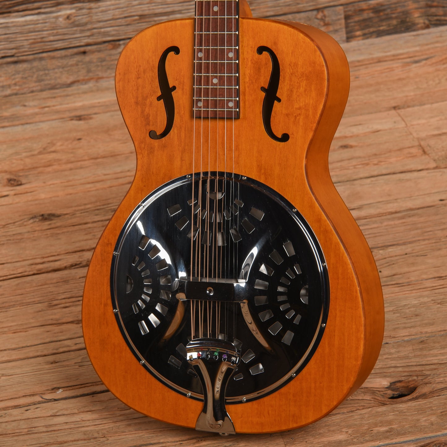 Dobro Hound Dog Round Neck Resonator Vintage Brown