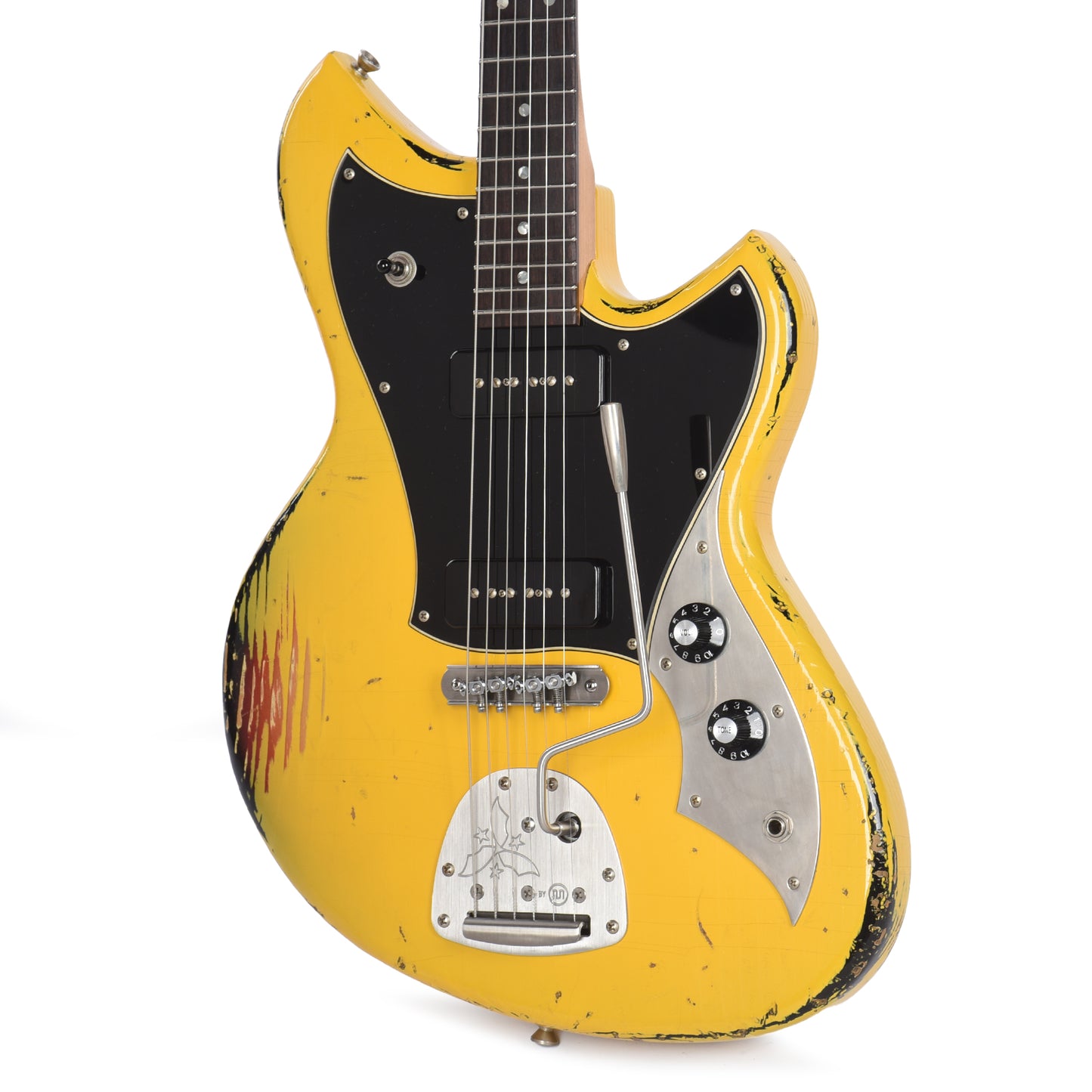 Novo Dealer Limited Nucleus Serus J Vandalism Yellow Over '64 3-Tone Burst Medium Distress