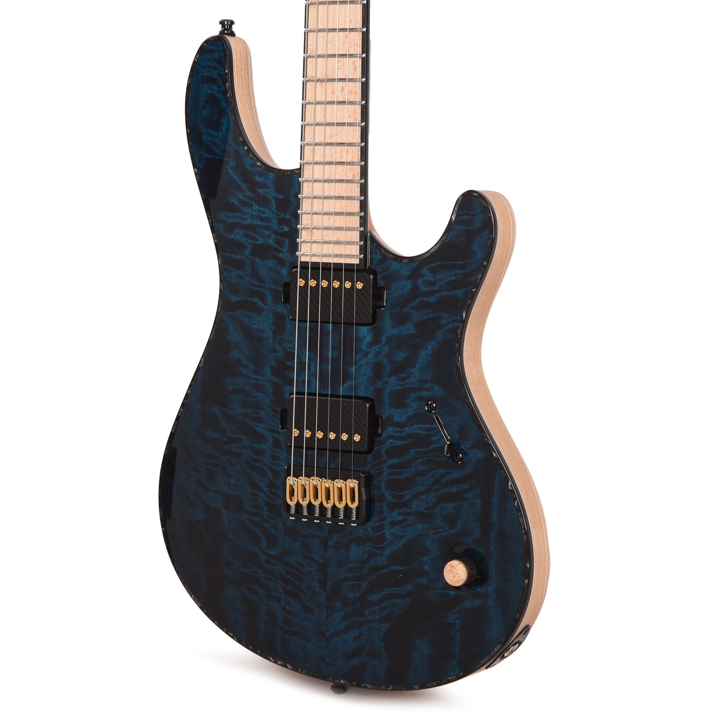 Mayones Regius 6 Curly Poplar 4A/Swamp Ash Trans Turquoise