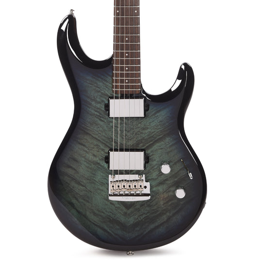 Music Man Luke 4 Maple Top HH Blue Flame w/Roasted Figured Maple Neck