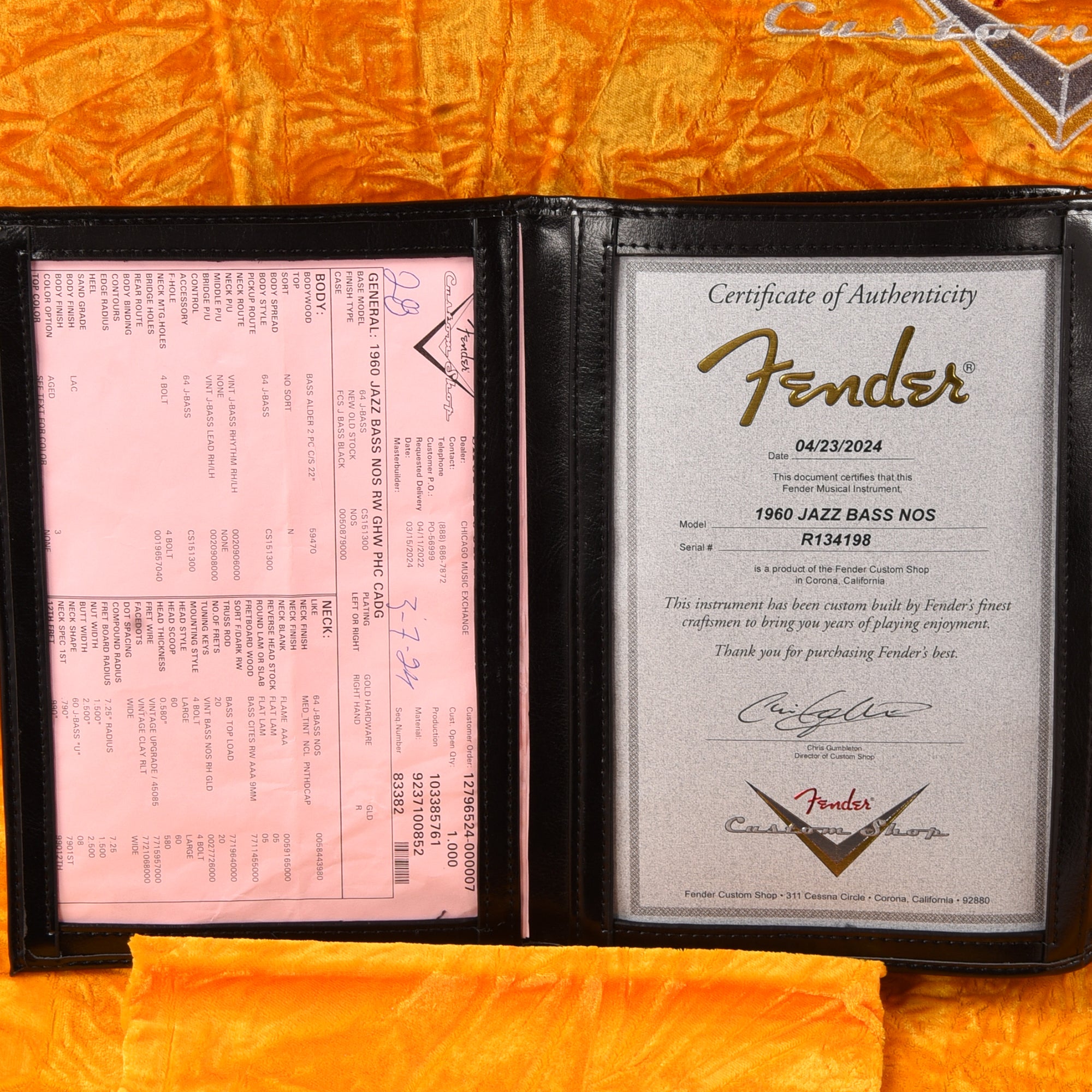 Fender Custom Shop 1960 Jazz Bass NOS Cadillac Green w/Painted Headcap, AAA Flame Maple Neck, & Gold Hardware