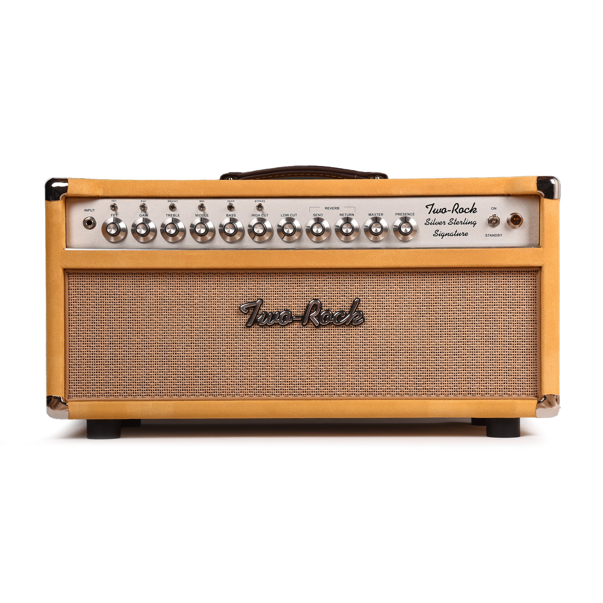 Two Rock Silver Sterling Signature 100W Head Silver Anodize Chasis Gold Suede w/ Cane Grill