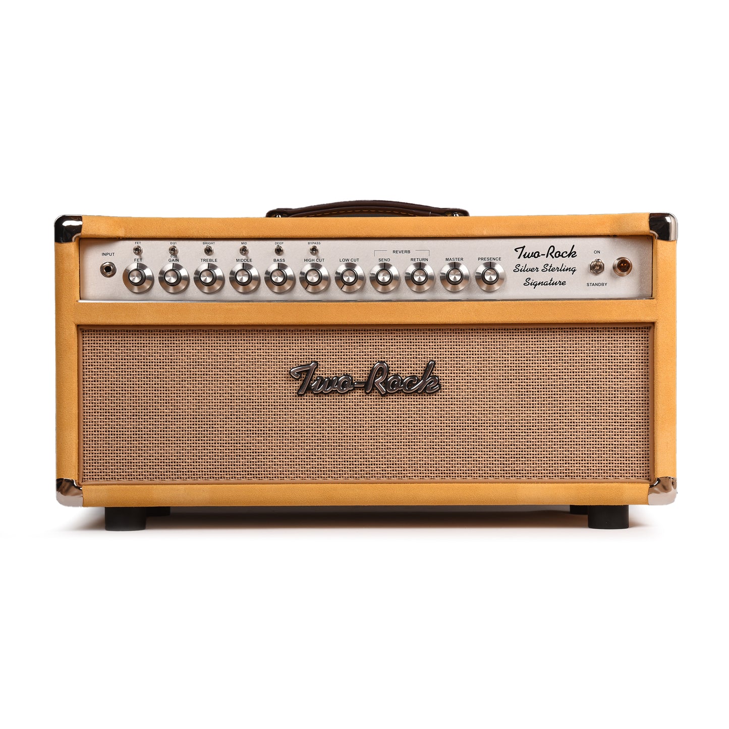 Two Rock Silver Sterling Signature 100W Head Silver Anodize Chasis Gold Suede w/ Cane Grill