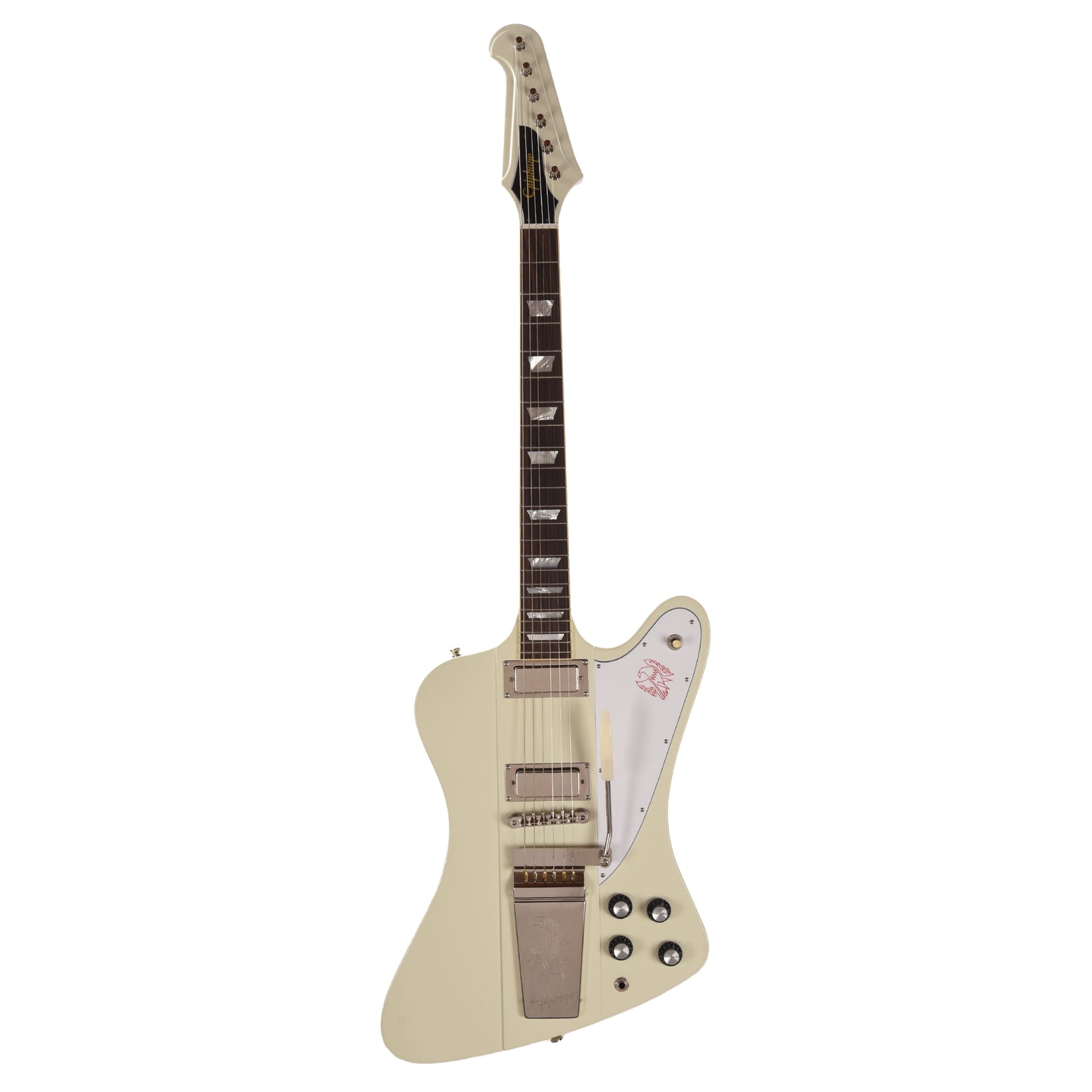 Epiphone Inspired by Gibson Custom 1963 Firebird V Reissue Vibrola Polaris White w/Maestro