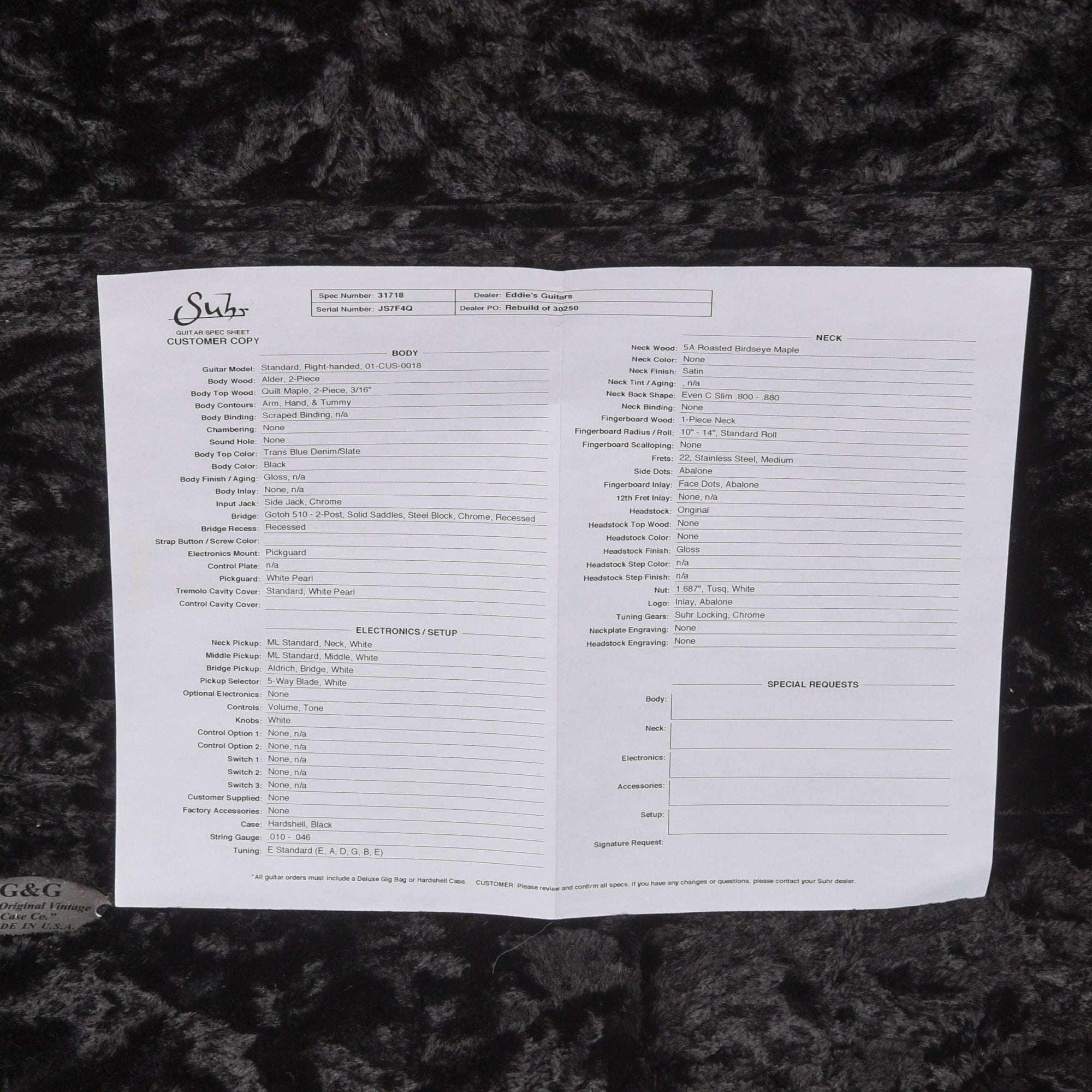 Suhr Standard Custom Blue Denim