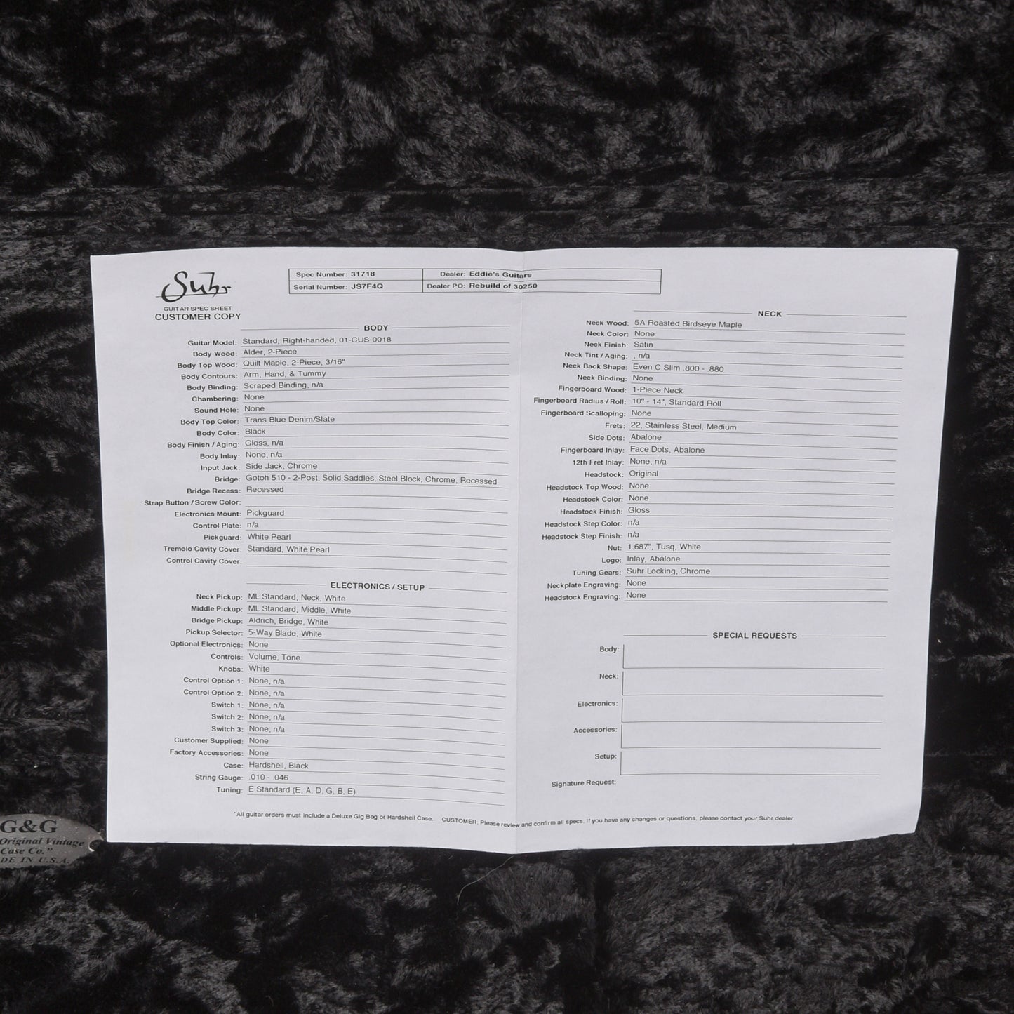 Suhr Standard Custom Blue Denim