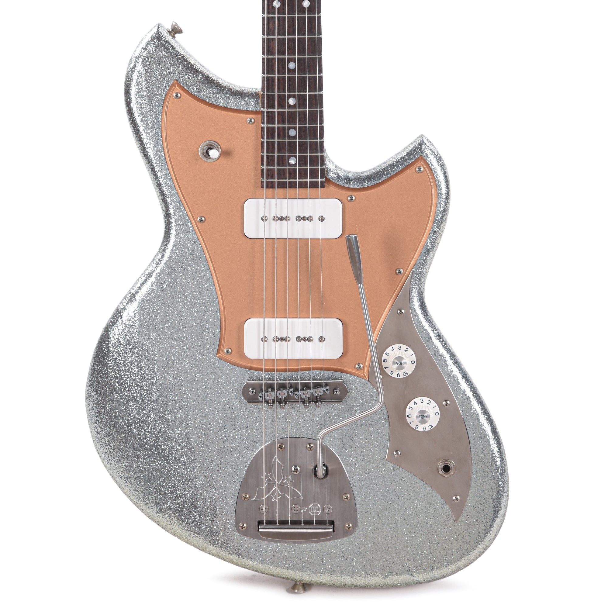 Novo Serus J Ice Blue Sparkle Light Distress w/Gold Plexi Pickguard and & Fralin P-90 Pickups