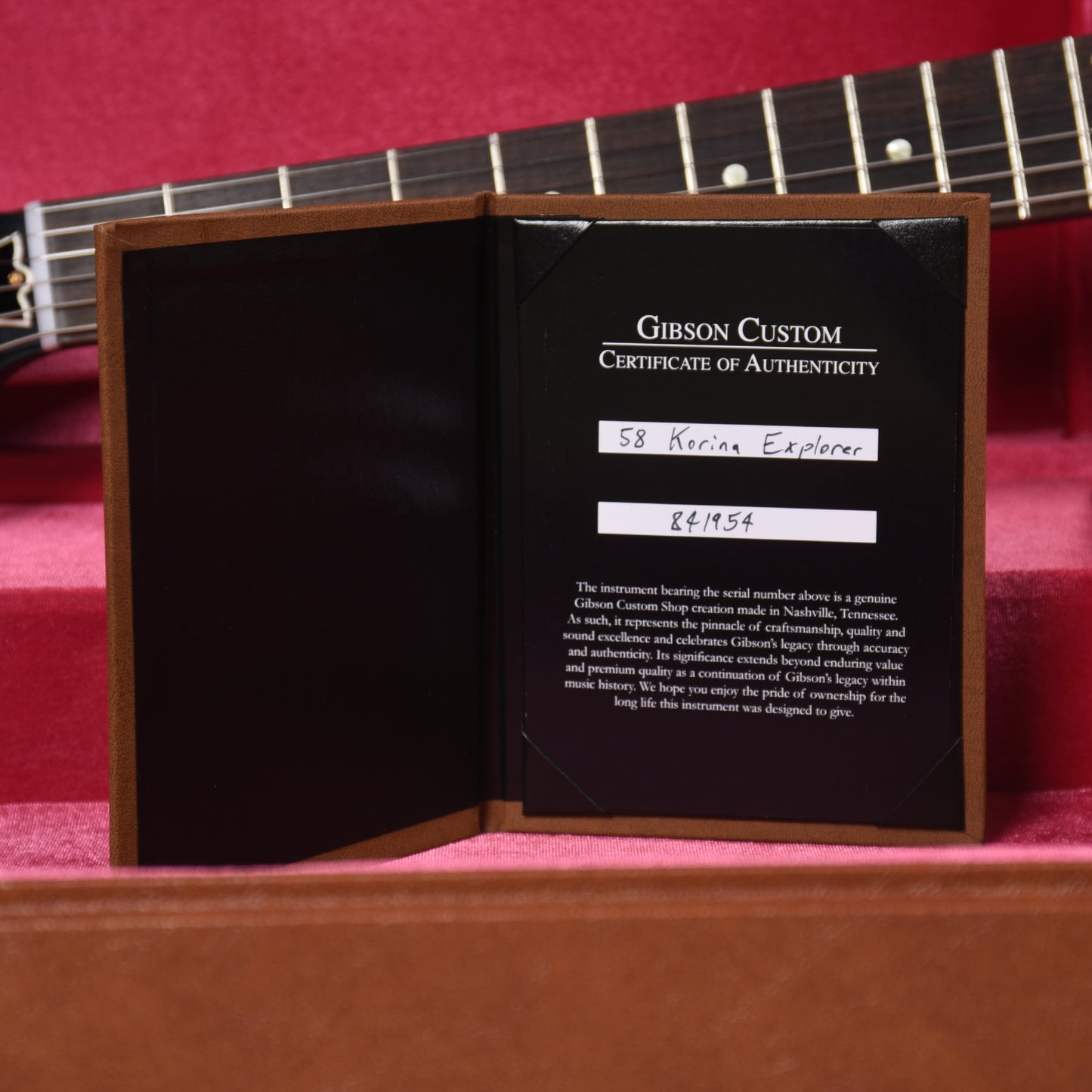 Gibson Custom Shop 1958 Korina Explorer Ebony VOS w/Black Pickguard
