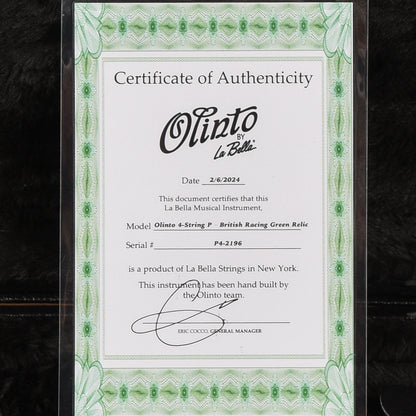 Olinto by LaBella P-Bass Relic British Racing Green 2024