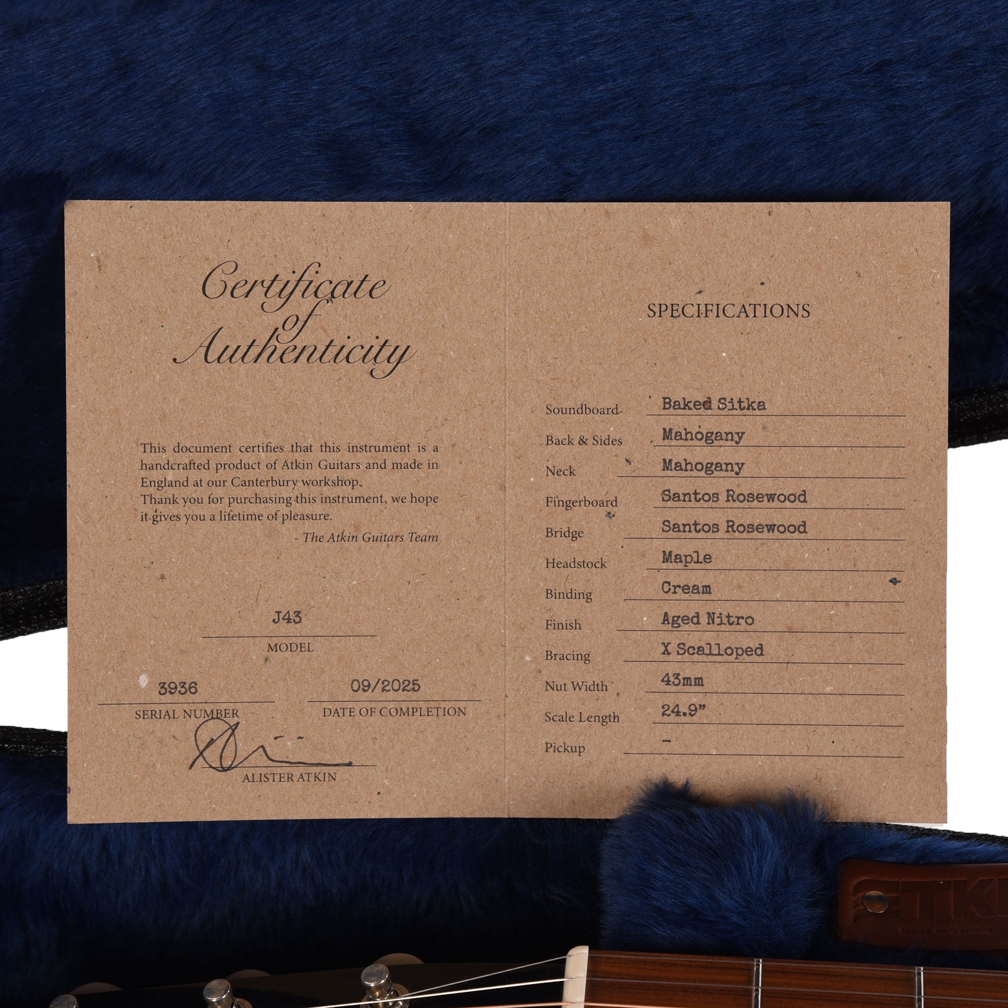 Atkin The Forty Three Baked Sitka/Mahogany Aged Sunburst