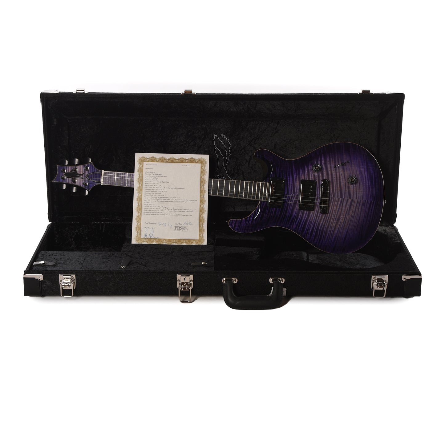 PRS Private Stock #11757 Custom 24 Stoptail Curly Maple/Swamp Ash Purple Glow w/Pale Moon Ebony Neck & Bats in Flight Inlay