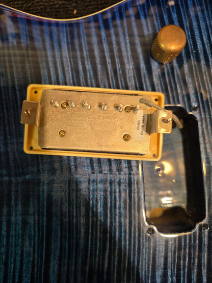 Charvel San Dimas S-Style Grover Jackson Flamed Maple Top Painted By Dan Lawrence Transparent Blue 1980s Electric Guitars