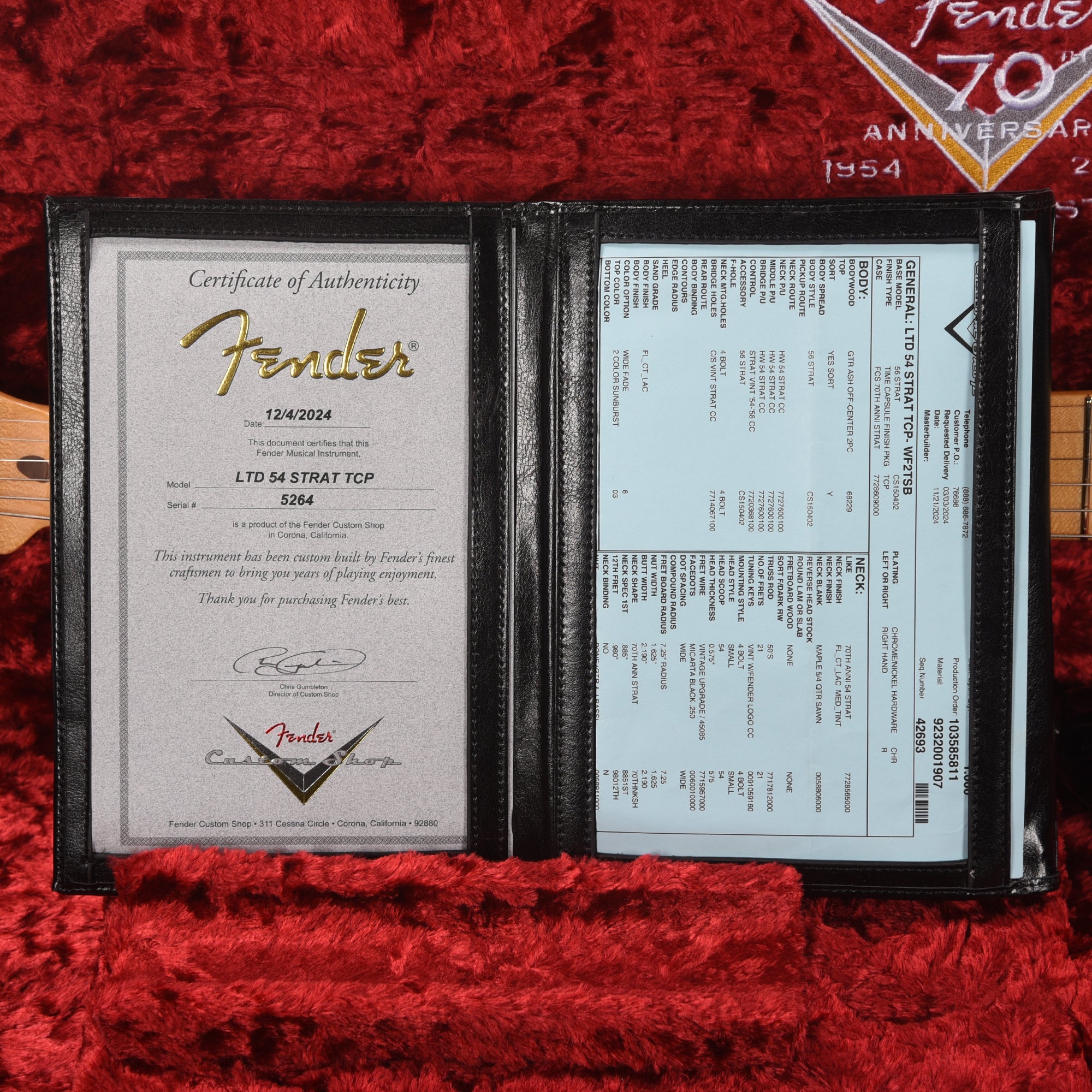 Fender Custom Shop LTD 70th Anniversary 1954 Stratocaster Time Capsule Wide Fade 2-Color Sunburst