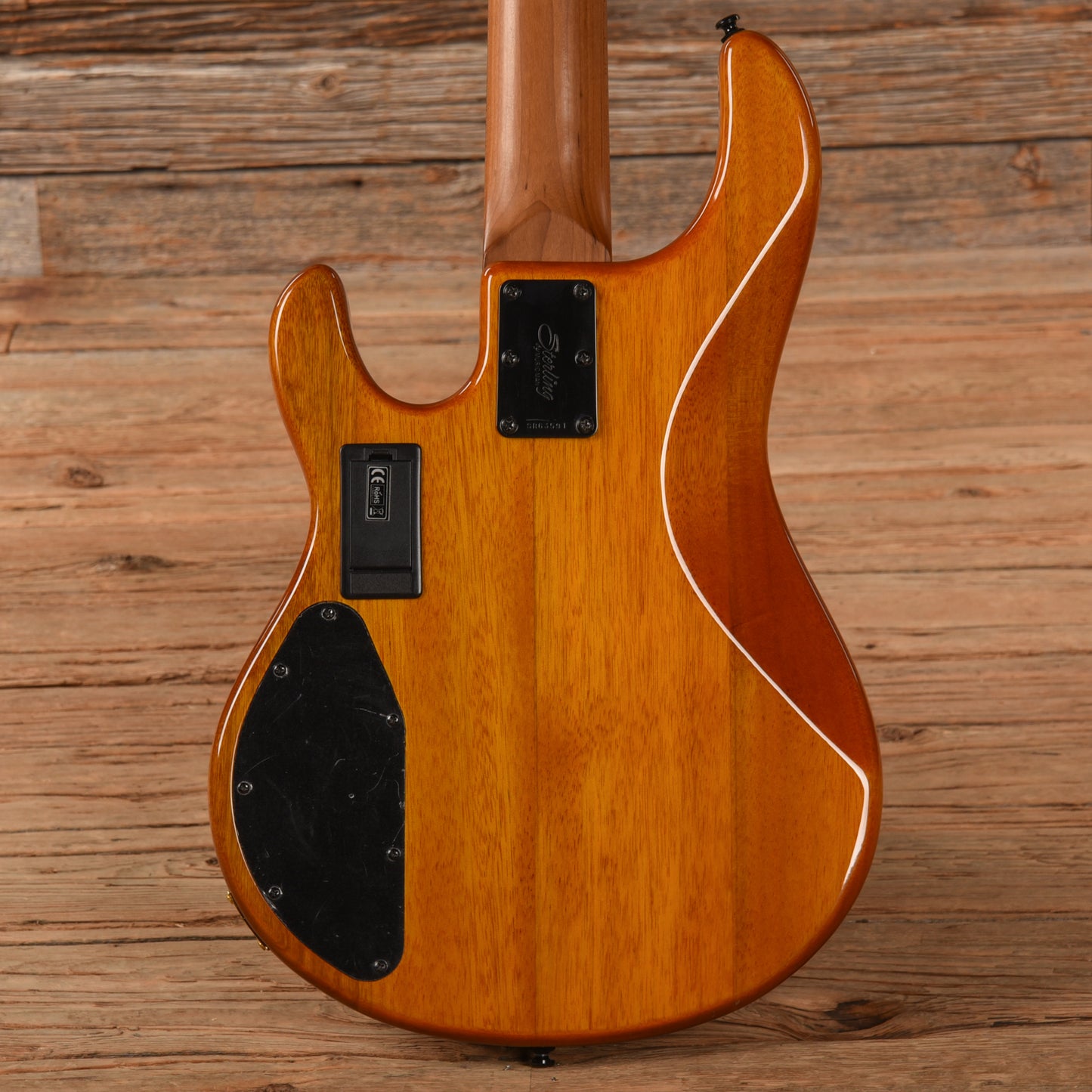 Sterling by Music Man StingRay Ray35HH Poplar Burl Amber