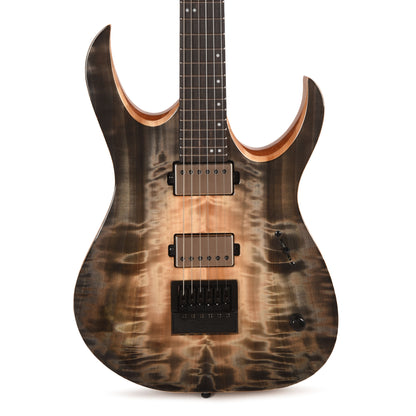 Mayones Duvell Elite 4Ever 6 AAA Curly Poplar Natural Fade Black Burst