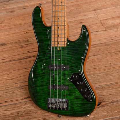 Mike Lull M5V Flame Maple Transparent Green 2017 Bass Guitars / 5-String or More