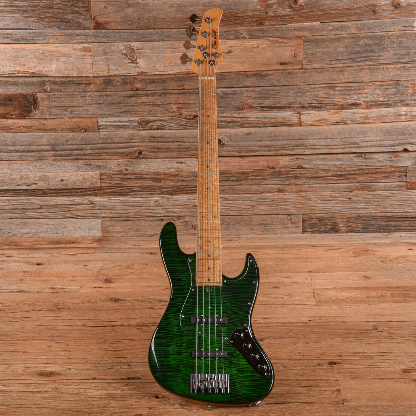 Mike Lull M5V Flame Maple Transparent Green 2017 Bass Guitars / 5-String or More